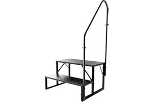 FRUYYZL RV Steps with Handrail,2 Step Trailer Steps,Outdoor RV Stairs with Anti-Slip Pedals,Outdoor Steps for Travel Trailers,Heavy Duty Mobile Home Stairs for Camper, Porch, Spa