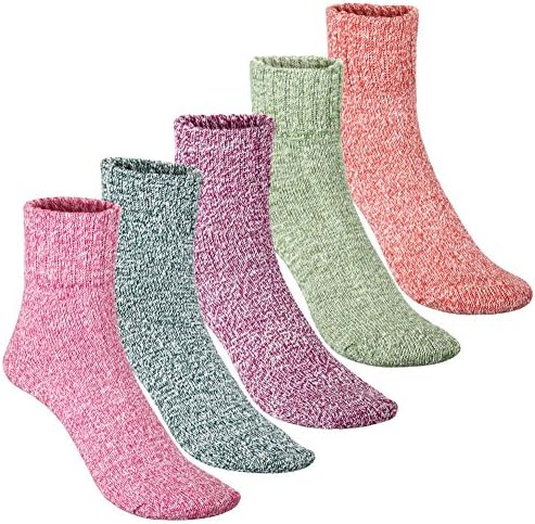 Womens Warm Thick Wool Socks - Knitting Vintage Style Winter Crew Socks Casual Cozy Soft 5 Pairs Size 5-10