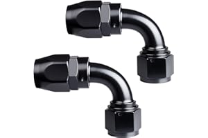 VehiMata 6AN Hose End Fitting 90 Degree Swivel for CPE Braided Hose Black 2PCS