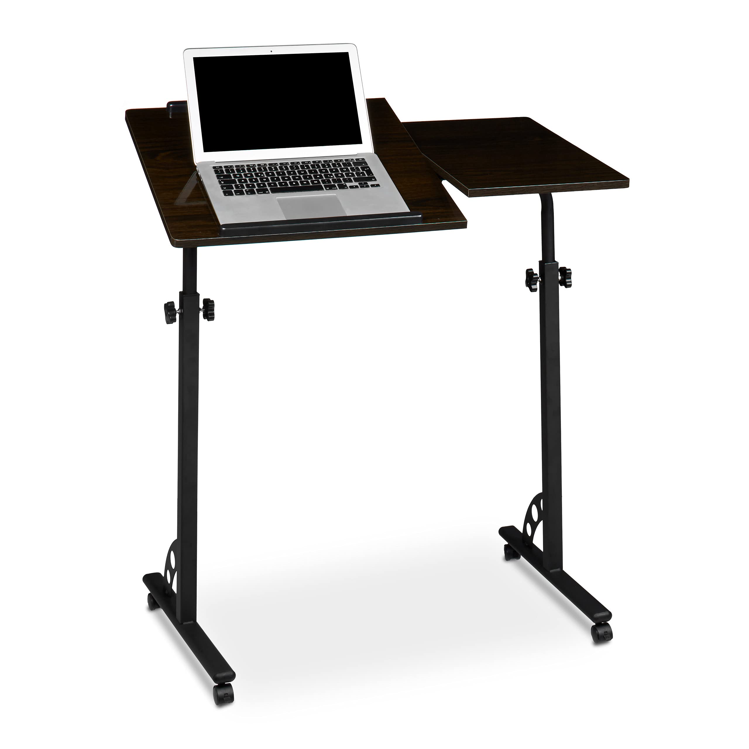 Relaxdays Laptop Table, Large, Height Adjustable, 110 x 80 x 50 cm, Mobile Podium w/ Wheels, Lecturn, Black