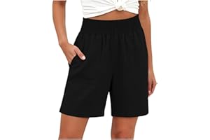 takaeys Linen Pants Women Summer Wide Leg Solid Loose Shorts Beach Vacation Casual Shorts Comfy Cozy Trousers with Pockets