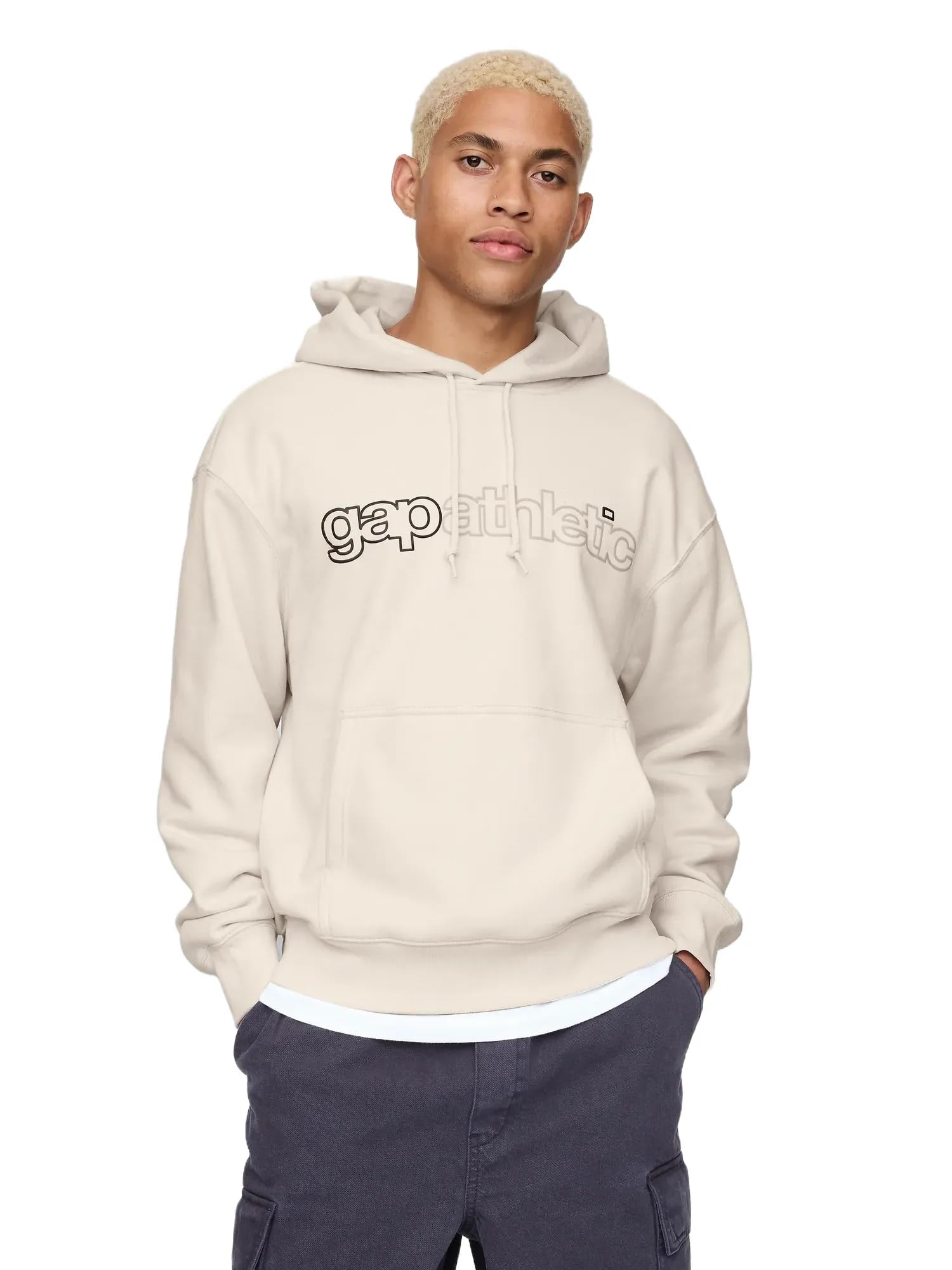 GAP mens Logo Fleece Hoodie Carls Stone XL