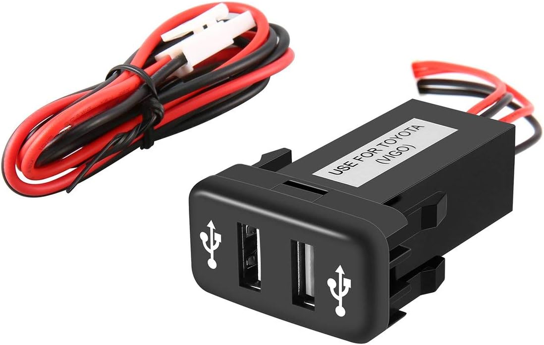 Portable Dual USB Charger Socket Dashboard Cell Phone Charger Audio Adapter Special Design VIGO 12V(L) Jasnyfall