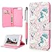 YOKIRIN iPhone 7 Plus Case, iPhone 8 Plus Case, Painted 3D Relief Bling Balloon Unicorn PU Leather Wallet Soft TPU Inner Flip Folio with ID Card Slots Shockproof Skin Cover - Crystal Stylus Pen
