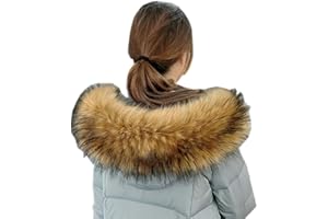 Modelshow Faux Fur Collar Scarf Neck Collar Wrap Detachable Hood Trim Replacement for Coat Sweater Jacket Overcoat