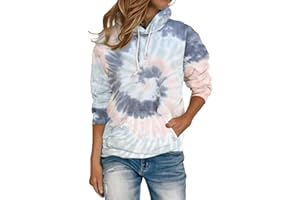 YOCUR Womens Tie Dye Crewneck Pullover Shirt Lightweight Sweatshirt Casual Loose Trendy Puff Sleeves Long Sleeve Tops