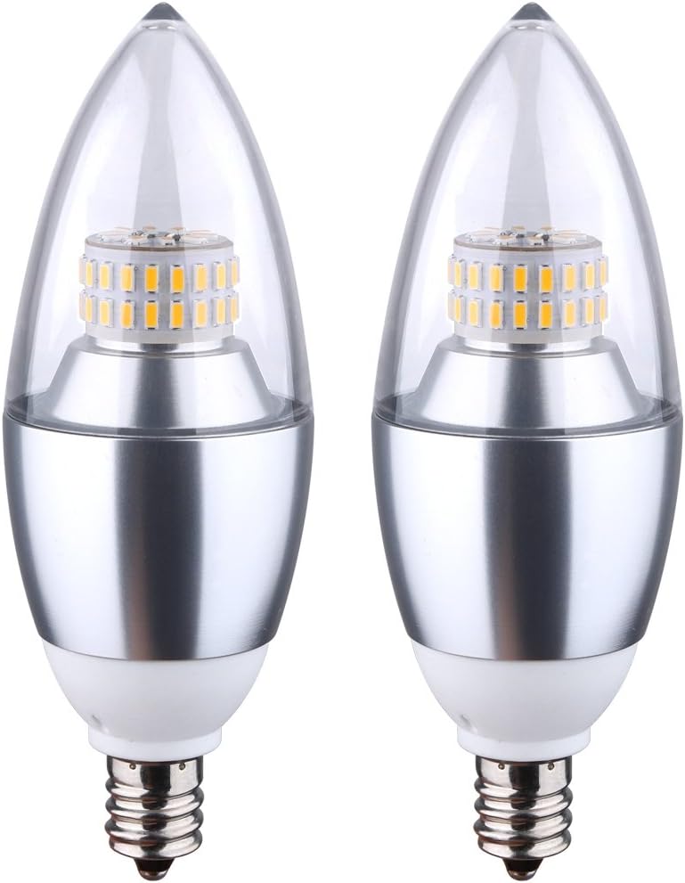 BOVSUN LED Candelabra Bulb, LED 6-Watt Warm White 3000K Chandelier Bulbs, 60-Watt Light Bulbs Equivalent, Decorative Candle Light Bulb E12 Candelabra Base, 550 lumens, Not-Dimmable (2 Pack)