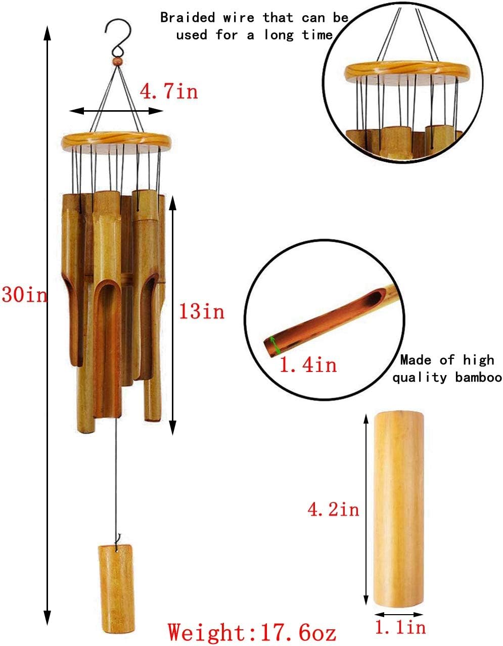 Afirst Wooden Wind Chimes Outdoor, Bamboo Wind Chimes with Amazing Deep Tone for Patio Garden Home Décor, Natural Beautiful Sound : Garden & Outdoor