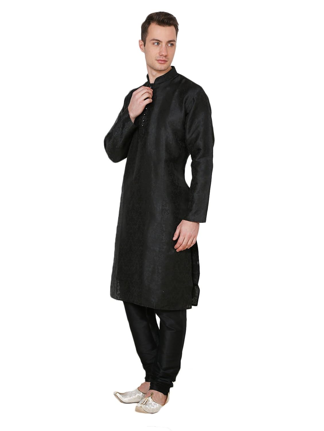 royal kurta men's jacquard silk floral kurta pyjama