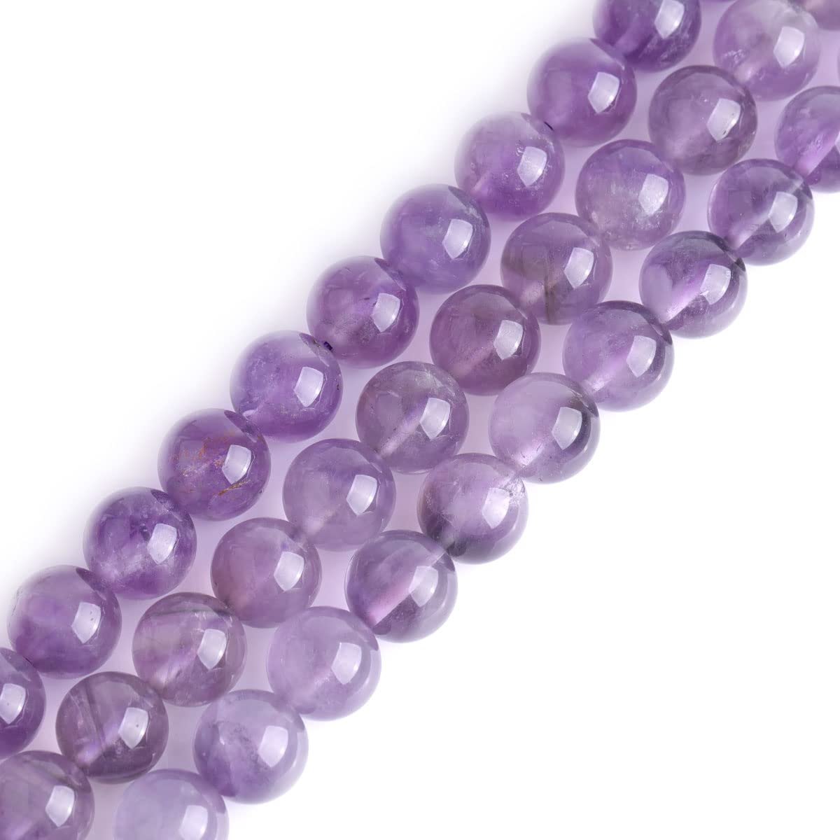 GEM-Inside 12mm Light Purple Amethyst Round Gemstone Semi Precious Loose Beads for Jewellery Making 15''