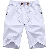 QPNGRP Mens Shorts Casual Drawstring Zipper Pockets Elastic Waist