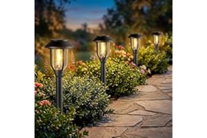Solar Pathway Lights Outdoor 8 Pack, 3000K Solar Path Lights,Solar Lights Outdoor Waterproof Stainless Steel Landscape Path L