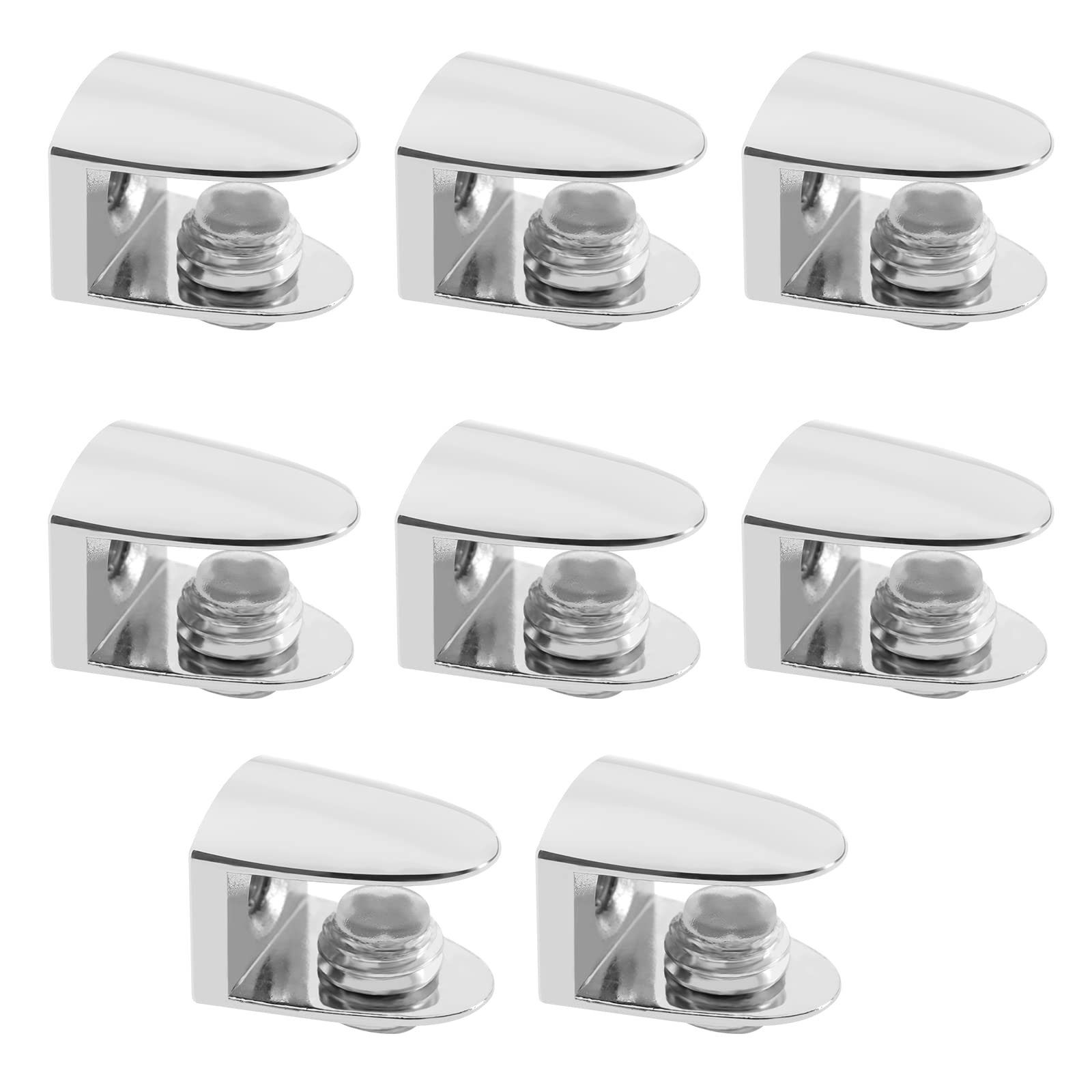 Be In Your Mind 8Pcs Adjustable Glass Shelf Bracket with 8X Screws Clamp Wall Mount Shelf Support Holder Furniture Accessories for Cabinets Bookshelf