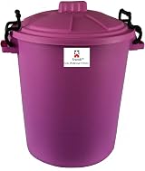 Srendi 50L Pink Plastic Storage Bin with Locking Lid Outdoor Rodent Proof