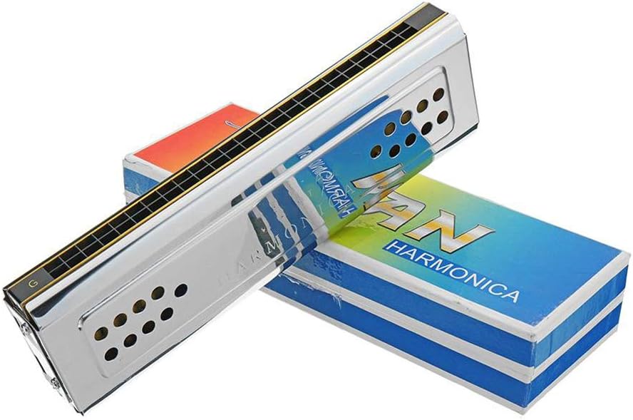 24 Hole C Harmonica, Harp Organ G Key Tremolo Blues Jazz Rock Folk Music Instrument Accessories Harmonica
