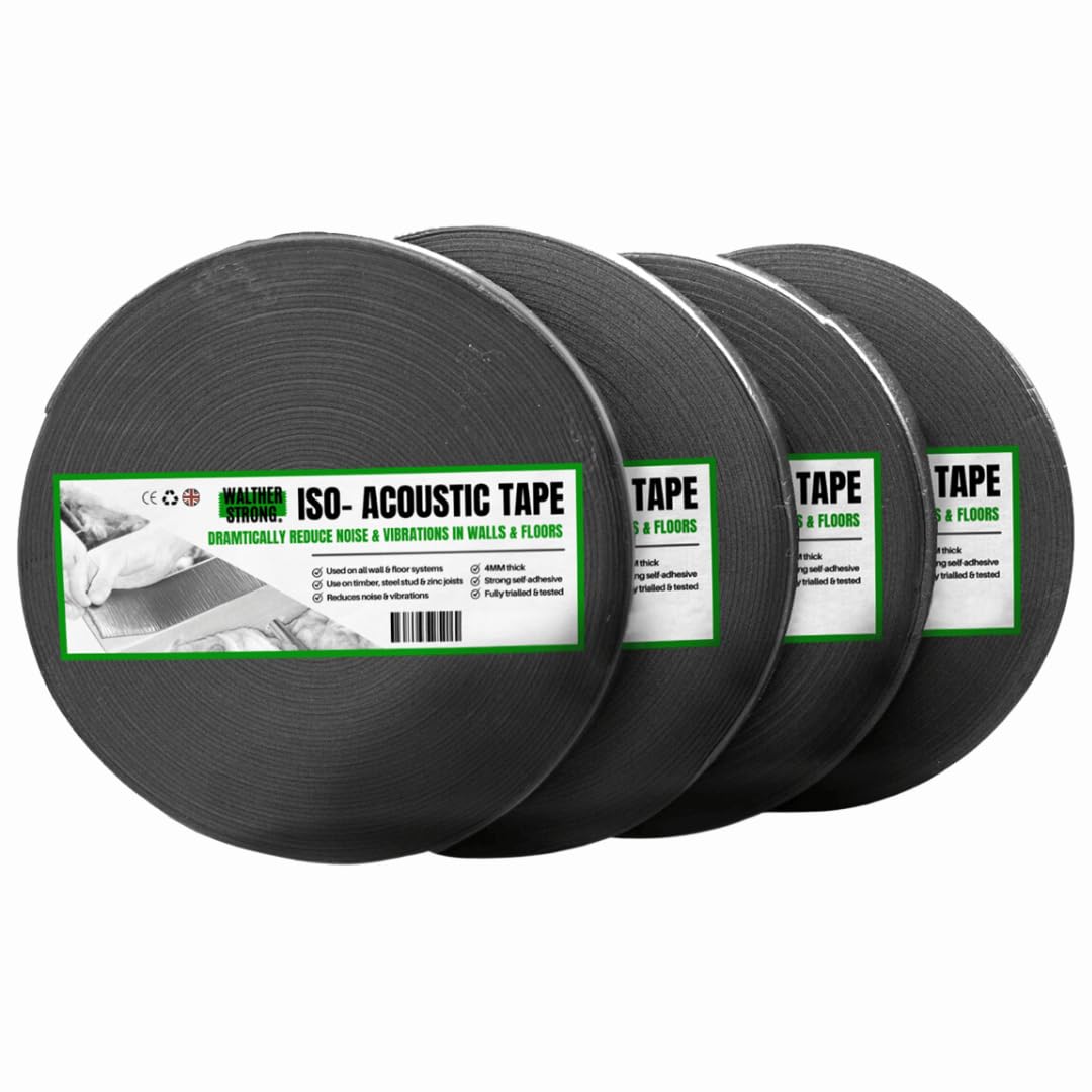 Walther Strong 90MM X 25M Acoustic Joist Tape. Soundproofing Resilient Tape Noise Reduction for Homes, Apartments, Floors, Home Theatres. Noise Reduction Sound Damping Made to BS EN Standard