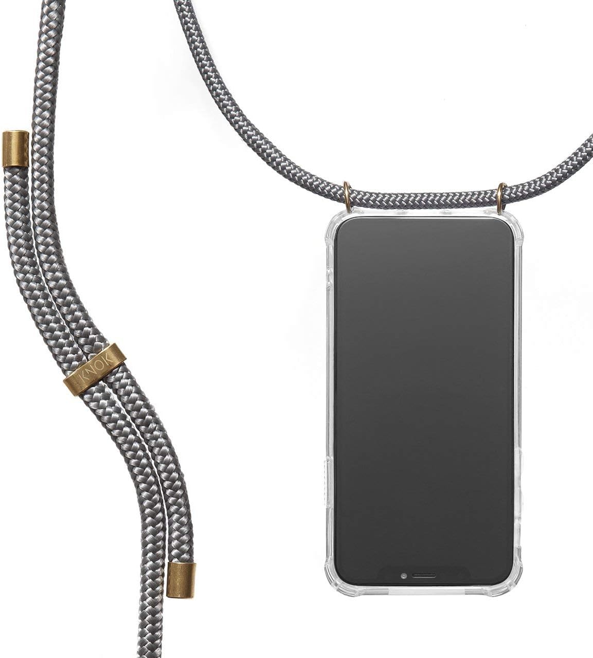 KNOK case Crossbody Phone Necklace | Mobile Cover with Cord Strap Compatible with iPhone 6 Plus/iPhone 6s Plus - Phone Collar Lanyard case (iPhone 6 Plus, Grey)