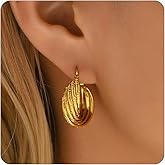 RATVIU Gold Hoop Earrings for Women 18K Gold Plated Thick Hoop Earrings Trendy Chunky Earring Dainty Hypoallergenic Dangle Earring