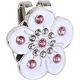 Magnetic Golf Ball Marker with Hat Clip, Flower Shape Magnet Hat Clip Ball Marker Holders Golf Accessories Decoration for Bag Cap Glove Women Men Golfer Gift (White)