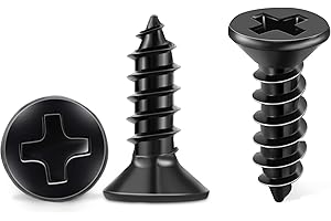 TPOHH 100 PCS #6 X 1/2 inch Stainless Steel 18-8 (A2) Wood Screws, Black Coated Flat Head Phillips Full Threaded Screw, KA3/5x12SS18-8