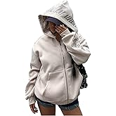 Verdusa Womens Zip Up Hoodie Oversized Sweatshirt Fall Jacket with Pockets Winter Clothes