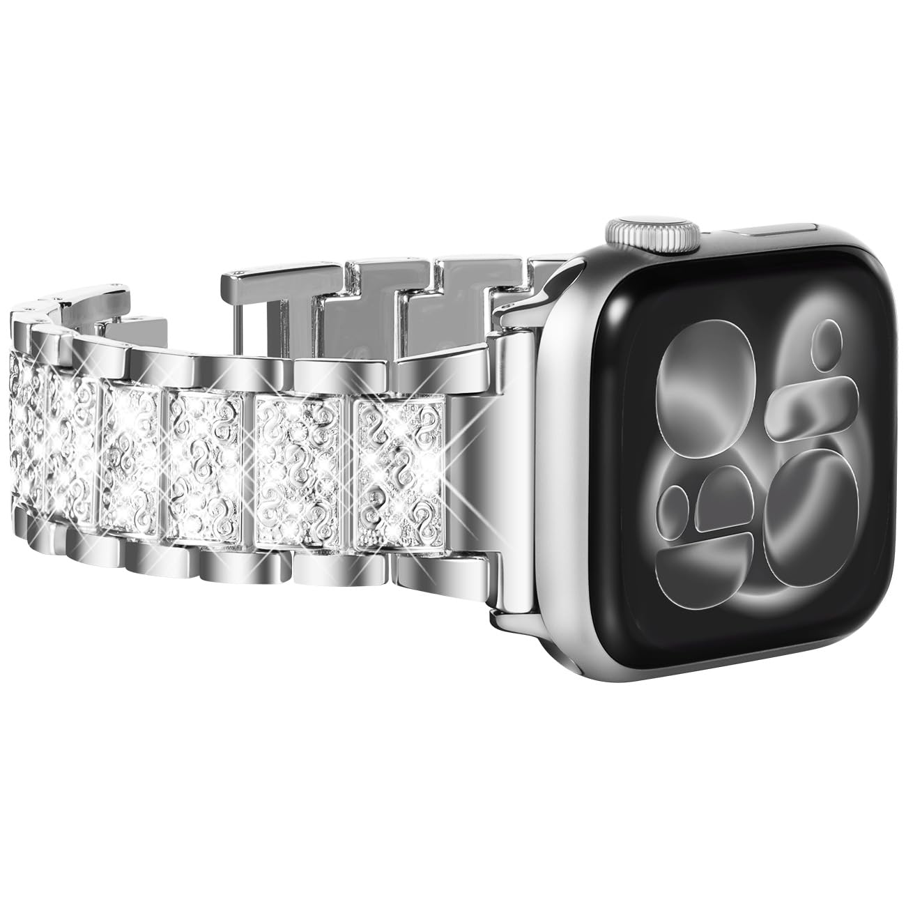 WINGLE 38mm 40mm 41mm 42mm(Series 11 10) Compatible with Apple Watch Straps, Women Bling Diamond Rhinestone Bracelet Replacement Band for Apple Watch Strap SE Series 11 10 9 8 7 6 5 4 3 2 1,Silver