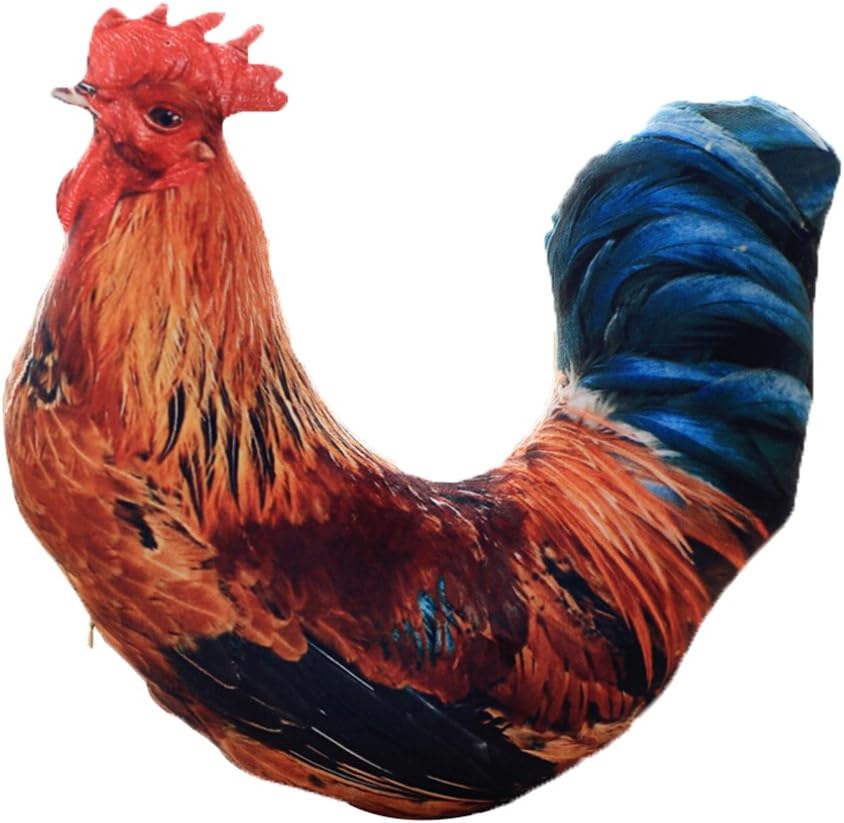 Getime 3D Chicken Pattern Pillow Funny Cushion Animal Plush Toy Cock Rooster Shaped Throw Pillow Soft Stuffed Animal Doll
