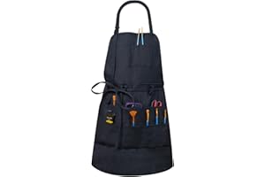 MyLifeUNIT Artist Apron with 10 Pockets for Arts and Craft, Black Canvas Pottery Apron for Women and Men