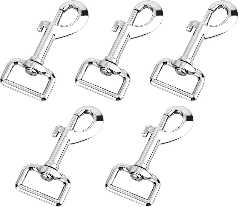 RUCUDIM 5x Dog Lead Clips Heavy Duty 75mm Zinc Alloy Trigger Swivel Clasp Silver