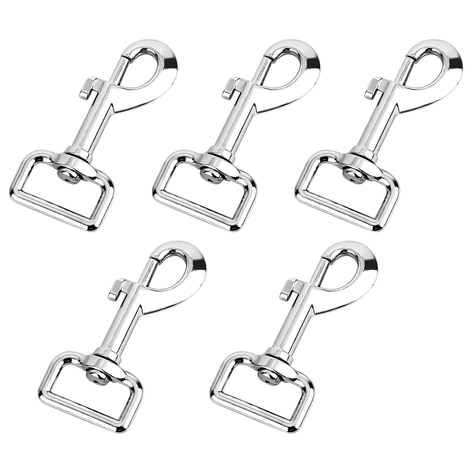 RUCUDIM Dog Clip Hook Trigger Clips 5Pcs Keyring Clip Camping Keyring 75 mm Length Heavy Duty Lea-ds Clasp 360°Swivel Trigger Clips for Pet Buckle Keyring Carabiner (Silver)