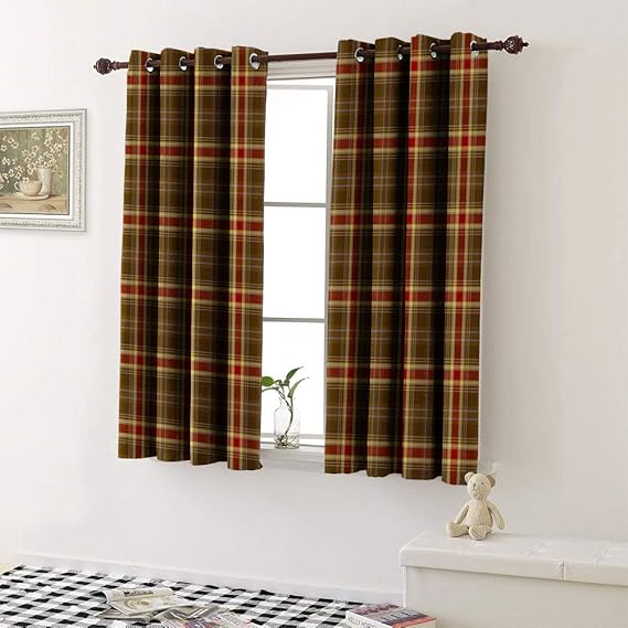 Window Curtain Drape tartan seamless pattern background red
