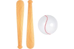 YOTHORN 3 Pcs Inflatable Baseball Set, 11 Inch Beach Ball Baseball and 30 Inch Inflatable Baseball Bat, Baseball Party Decoration for Kid Pool Beach Party Favors