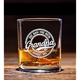 Grandpa The Man The Myth The Legend Whiskey Glass, Gifts For Grandfather, Papa, Dad, Him, Christmas, Birthday, Father's Day For Grandpa From Daughter, Son