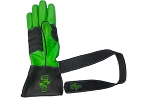 EPT Bull Ropes Premium Reinforced Bull Riding Glove w Strap - Adult & Youth Outer Seam Right or Left Hand Black & Green Calf Skin Sizes: 5.0-10.5