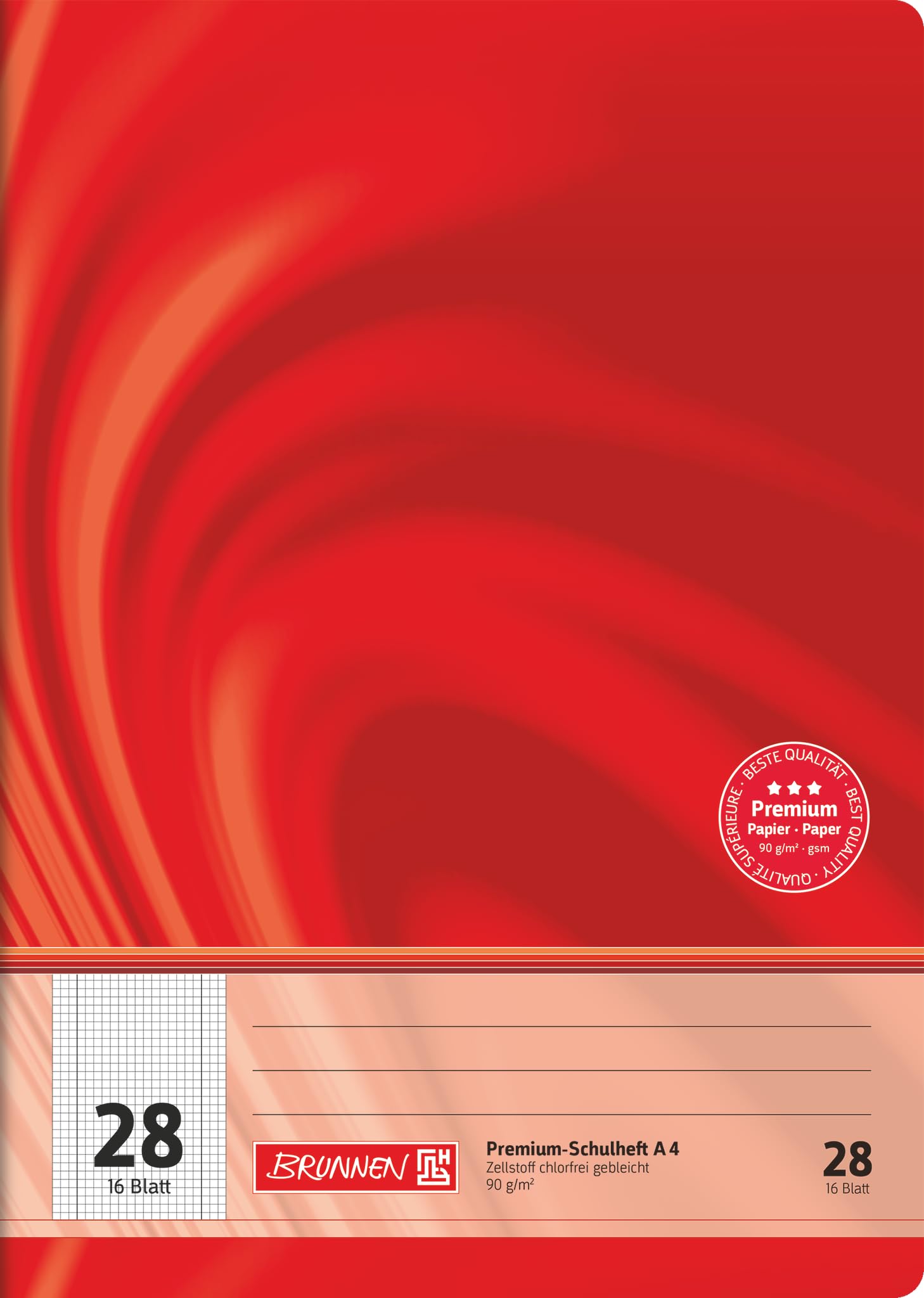 Brunnen Vivendi 104472802 School Notebook A4 16 Sheets 5 mm Squared with Margin, Type 28)