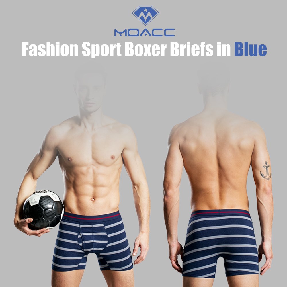 Men\'s Boxer Briefs Pack of 4 No Ride Up Boxer Brief Cotton Underwear Open Fly-S,Stripe T3