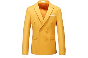 UNINUKOO Mens Suit Jacket Double Breasted Blazer Men Slim Fit Casual Prom Wedding Daily Tux Suit Coats Blazer