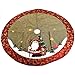 D-FantiX Christmas Decorations, 48-Inch Large Santa Christmas Tree Skirt with Red Floral Rim