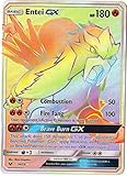 Entei GX- 74/73 Rainbow Rare Card - Pokemon Sun & Moon: Shining Legends