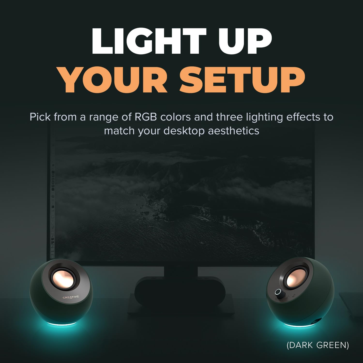 CREATIVE Pebble Pro (Schwarz) USB-C PC-Lautsprecher mit Bluetooth 5.3 und anpassbarer RGB-Beleuchtung, USB-Audio und Headset-/Mikrofonanschluss 2