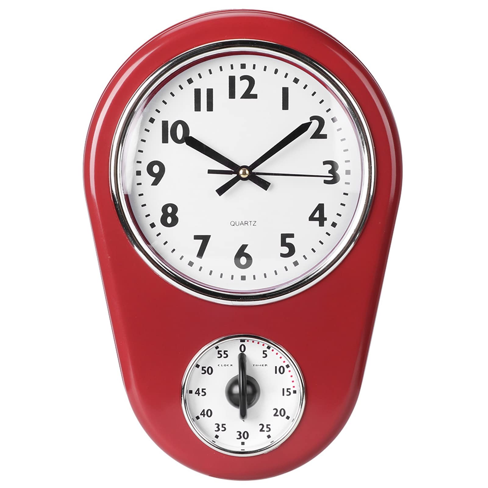 Home Vintage Stylish Wall Clock Hanging Clock, 8.5 * 12.4 Inch Kitchen Timer with 60 Minutes Timer Easy to Read
