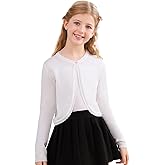 Soudittur Girls Cardigan Sweaters Cotton Long Sleeve Toddler Shrug Button Closure Knitted Dress Cover Up 3-12 Years