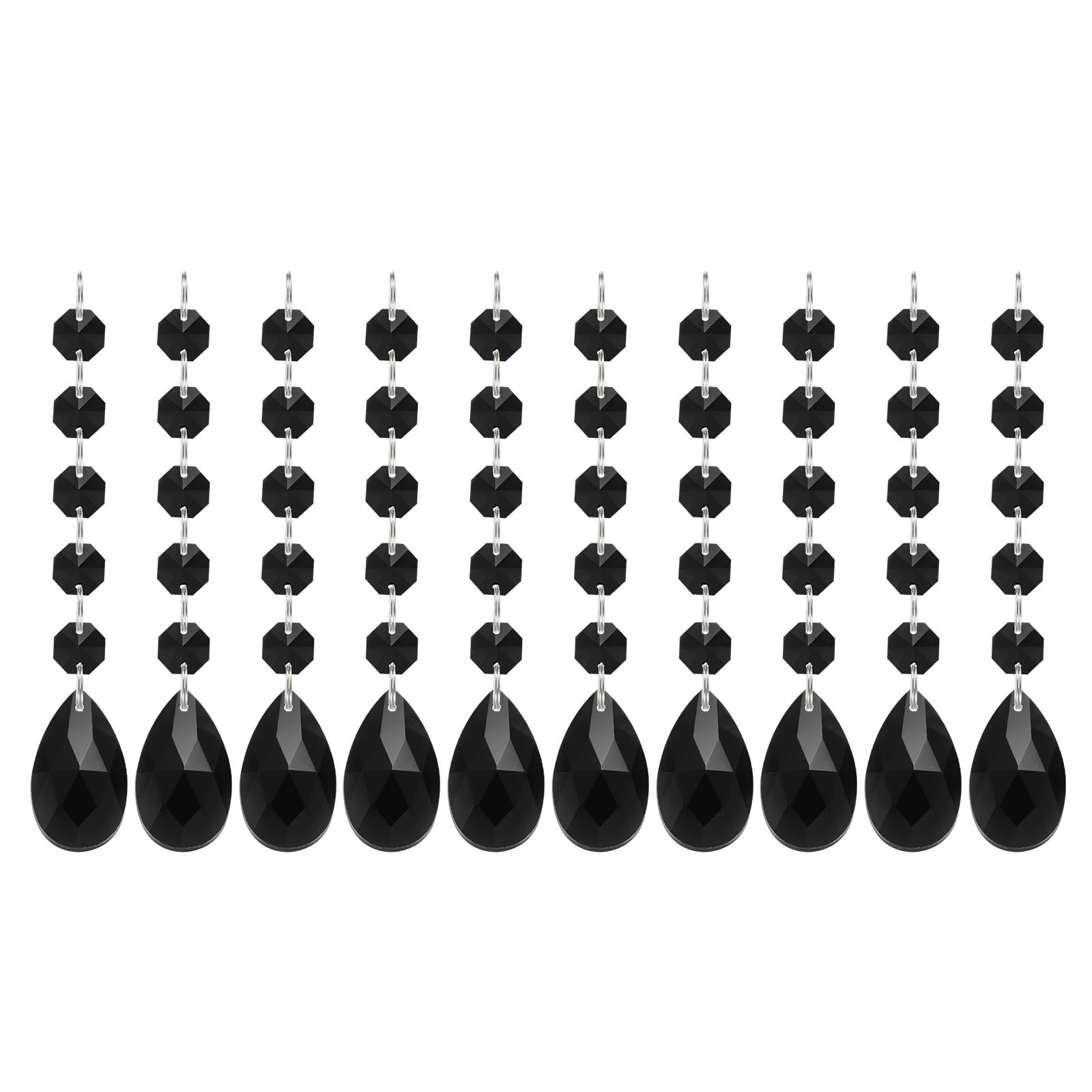 PATIKIL Teardrop Crystal Chandelier Pendants Beads, 10 Pack 145mm Length 38mm Chandelier Prisms Parts Ornaments Hanging Beads for DIY Arts Crafts Decoration, Black