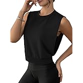 SOFIA'S CHOICE Women Workout Crop Tank Tops Cropped Sleeveless Muscle Shirt Gym Yoga Running