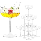 LIYH 20 Pcs Plastic Champagne Glasses 8 oz Champagne Flutes Plastic Cocktail Glasses Coupe Cups Disposable Martini Cups Perfect for Bar Cocktails Martinis Parties