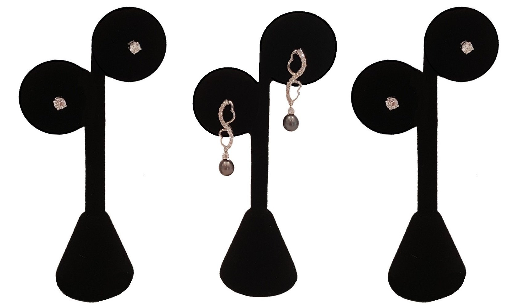 3-Pack 4.25" H Black Velvet Musical Note Earring Stand Showcase Earring Display Stand
