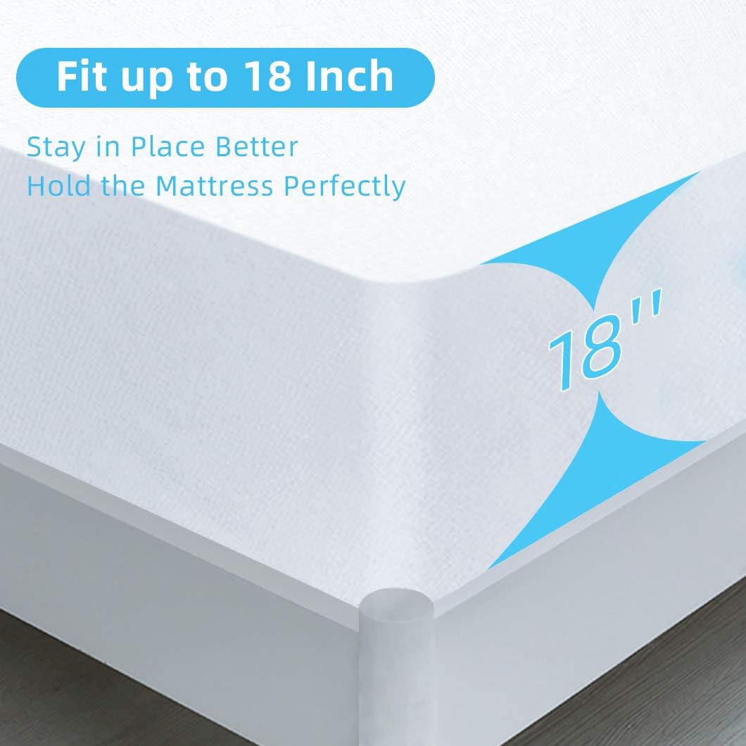 King Size Mattress Protector, Waterproof Mattress Cover with 1 Small Protector Pad - Low Profile 9 to 18-Inch Depth: Home & Kitchen