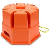 HOXWELL 8''High RV Trailer Jack Block with Handle, RV Stabilizer Blocks for Any Tongue Jack, Post, Foot, Round Square or Scissor Stabilizer, Stackable &amp; Portable, 1 Pack, Orange
