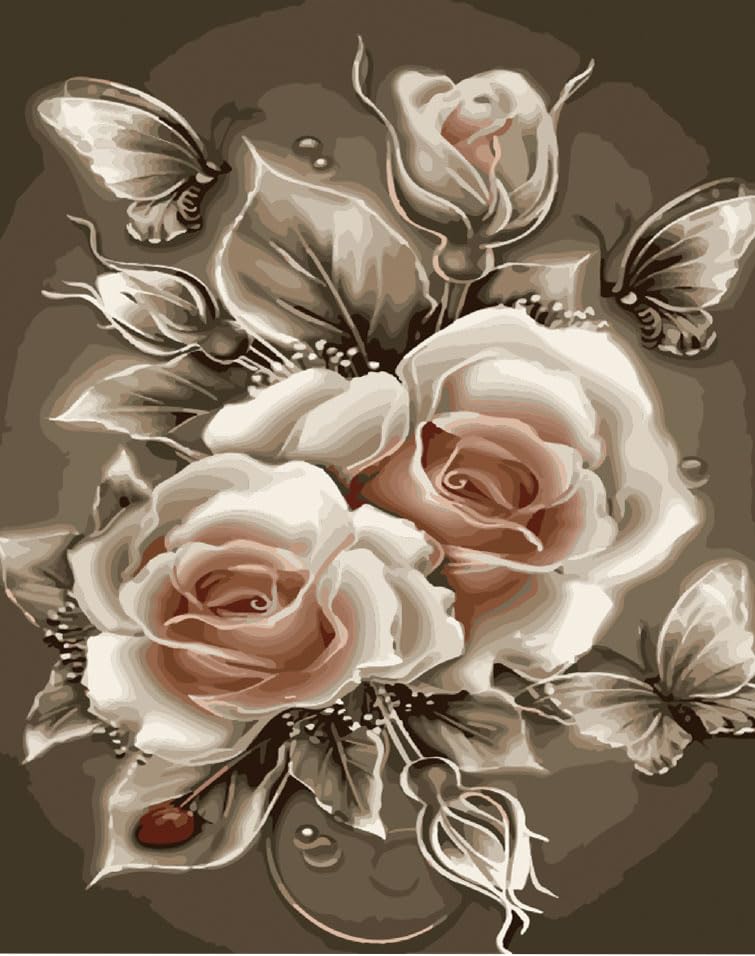 Syntego Diamond Painting Kits for Adults, Floral Rose 5D Diamond Art Kit, Aesthetic Flower Wall Decor, Relaxing Craft Kit, Gem Painting