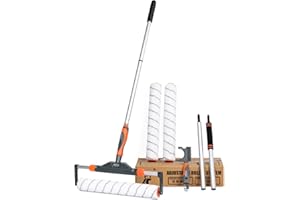 PinStone 10pcs 12"-18" Adjustable Large Paint Roller Kit, 1-5 Ft Aluminum Extension Pole, Ergonomic Handle, Roller Cleaner, 18" Nylon Roller Covers for Walls,Ceiling,Floors,Interior,Exterior Painting